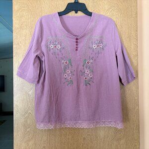 NWOT Womens embkroidered cotton blouse